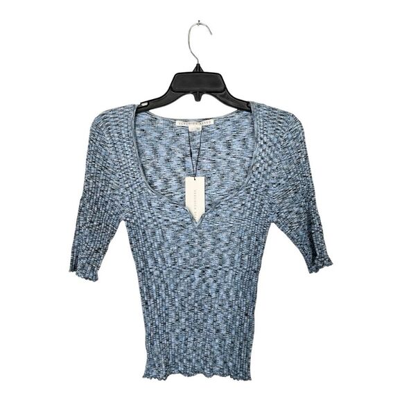 NWT Veronica Beard | Blue Black Lipa Rib Knit Pullover Stretch Top L - Picture 4 of 11